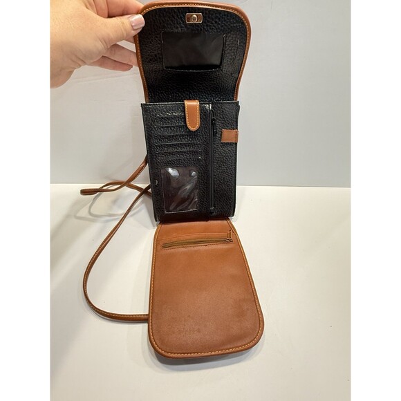 Vtg. Dooney & Bourke Black Leather Travel Crossbody Bag Multi-Pocket Card Slot - Picture 9 of 16